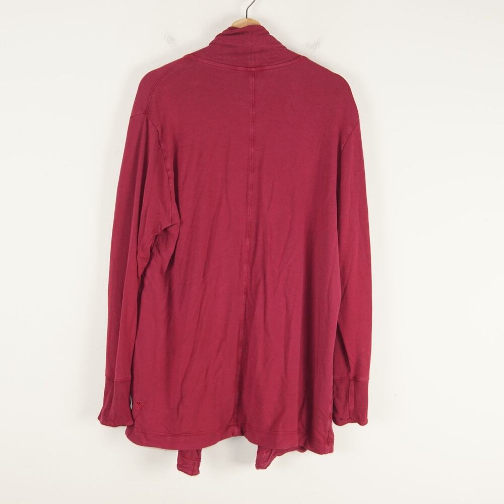 Athleta Panayama Restore Rib Red Burgundy Cardigan Wrap Sz L - Picture 2 of 9